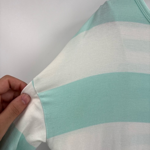 Garnet Hill Top Women’s Aqua Blue Stripe Layered Scoop Neck Beachy Boho size xs - Picture 4 of 15